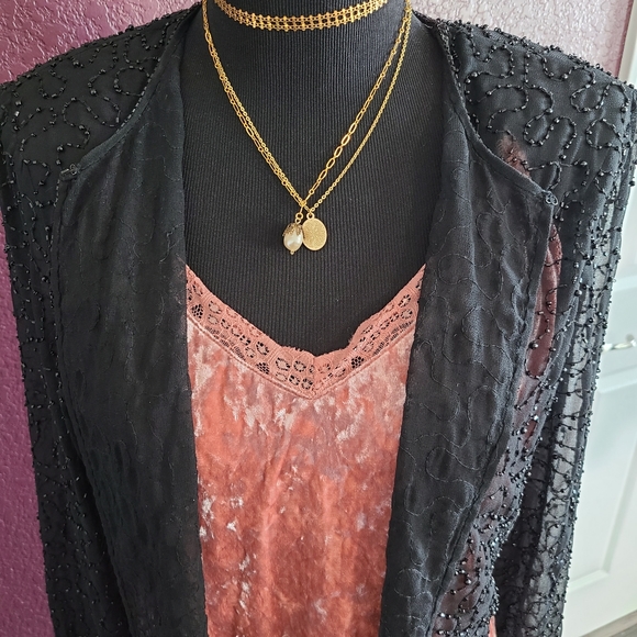 Black Beaded Sheer Cropped Jacket c.80s/90s - Picture 2 of 10